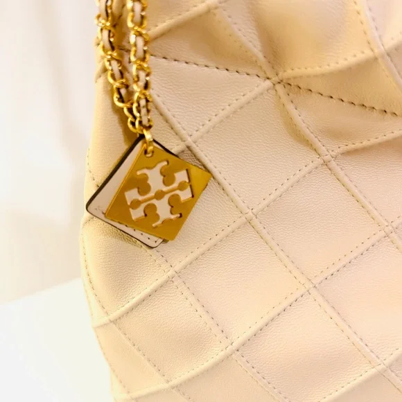 TORY BURCH FLEMING SOFT CREAM HOBO QUILTED SHOULDER HANDBAG - Picture 15 of 16